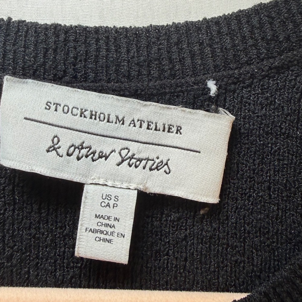 & Other Stories Stockholm Atelier Black Ribbed Silk Blend Tank Top Size S - Picture 3 of 8